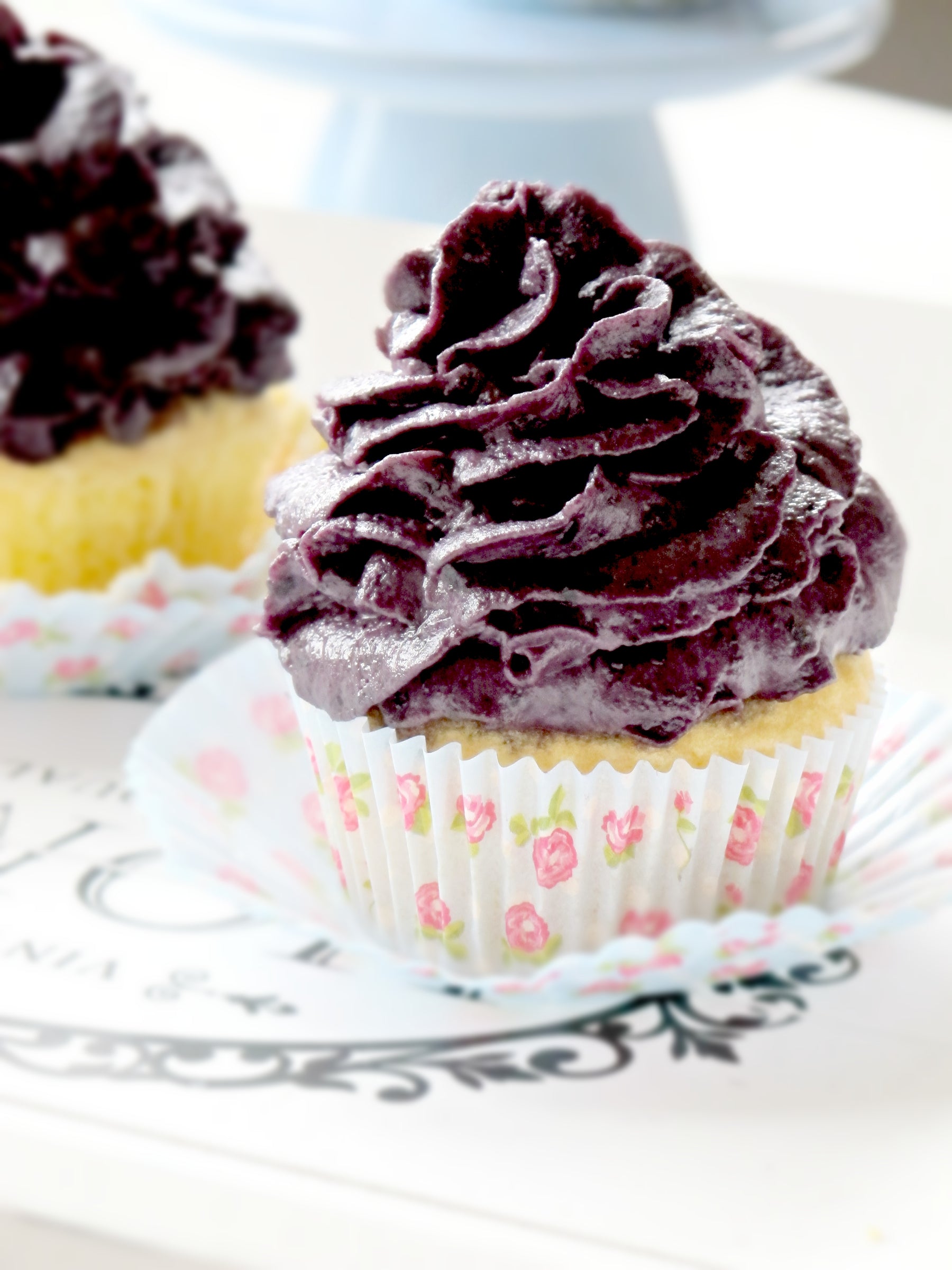 Gluten Free Cupcakes with Acai and Blueberry Frosting