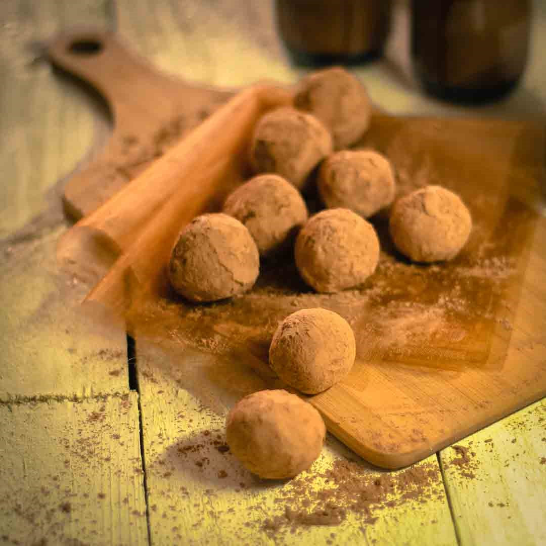 Organic raw cacao & salted coconut caramel truffles